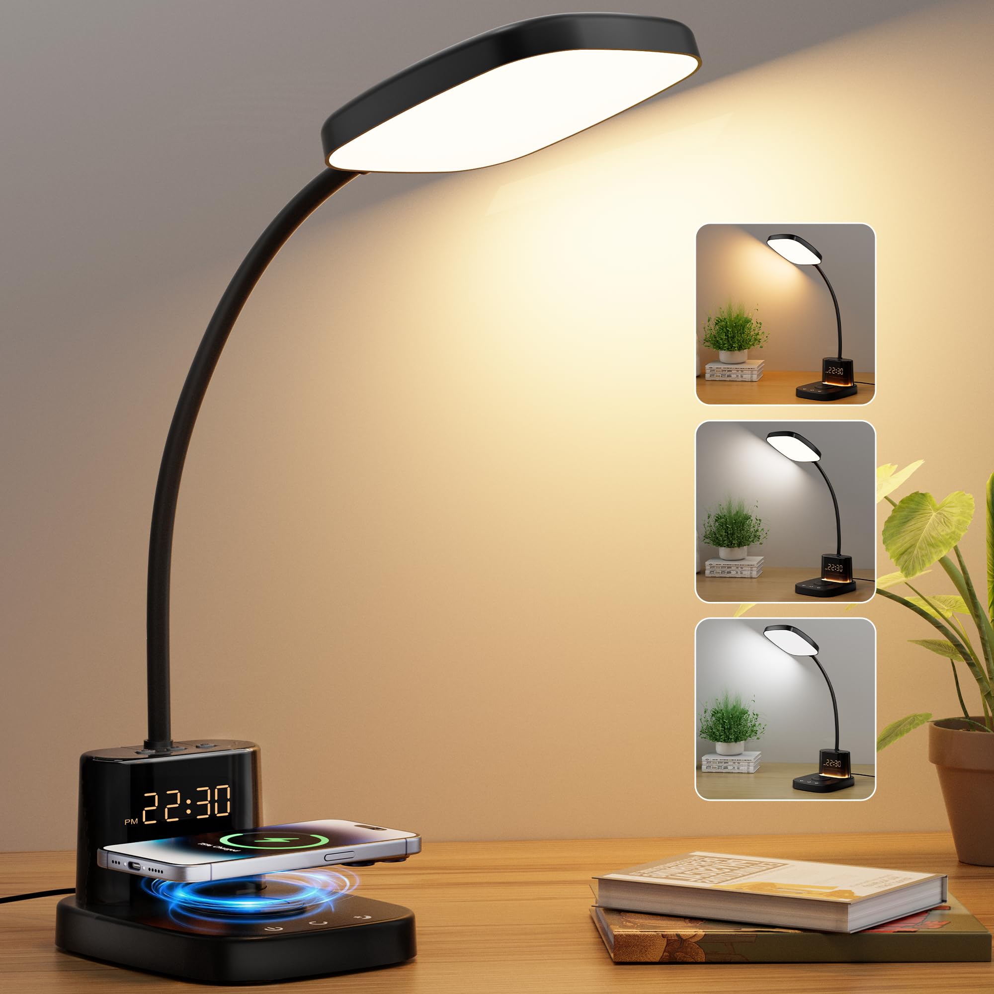 Sailstar desk lamp with wireless charger lights your workspace while charging your phone.