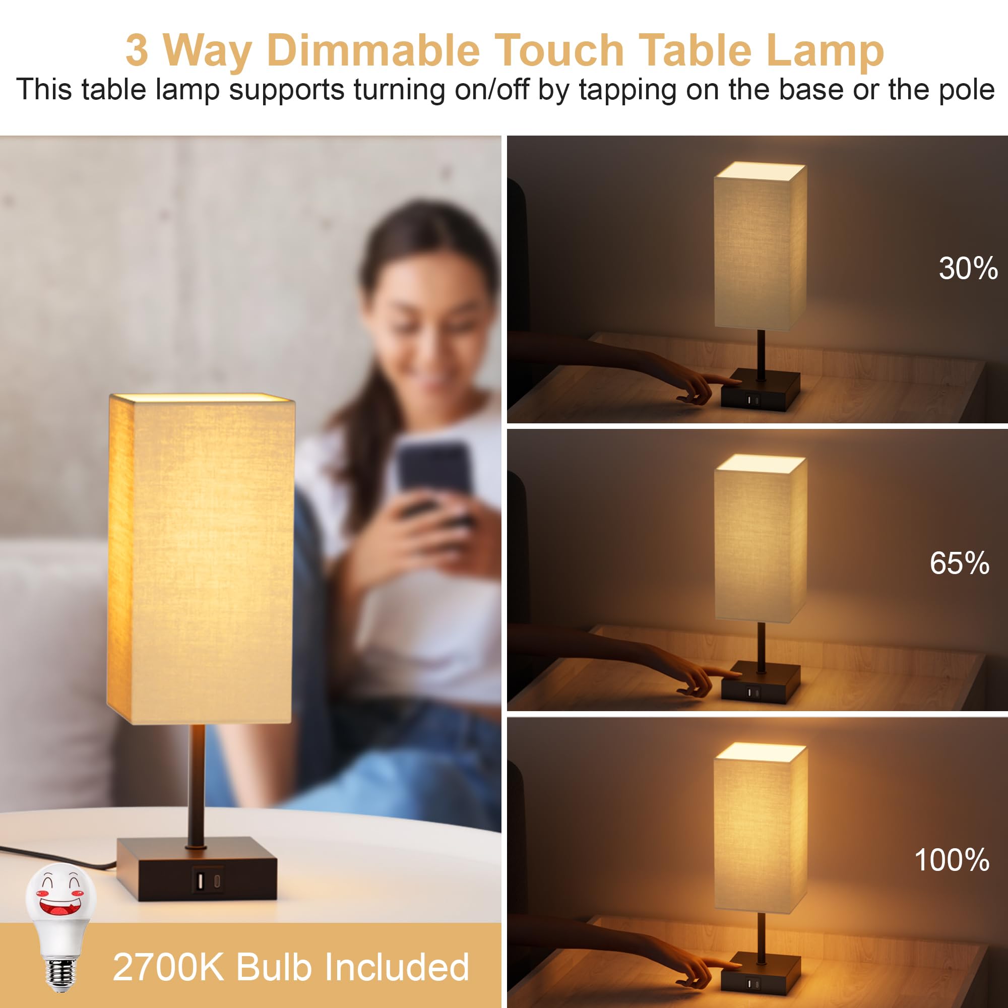 Sailstar table lamp featuring 3-way dimmable touch control for customizable mood