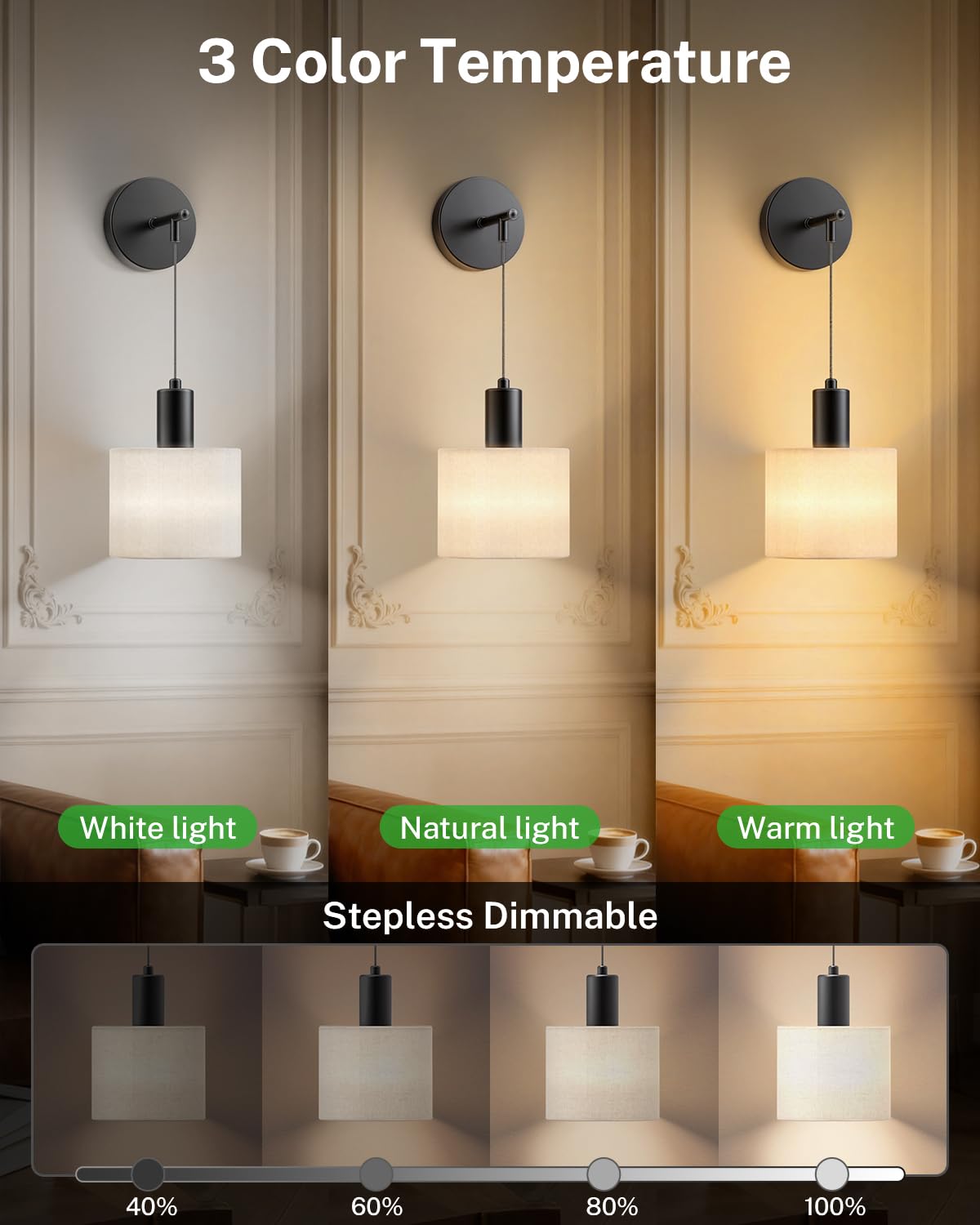 Saimand dimmable LED with 9 colors creates adaptable scenes for reading or relaxing.