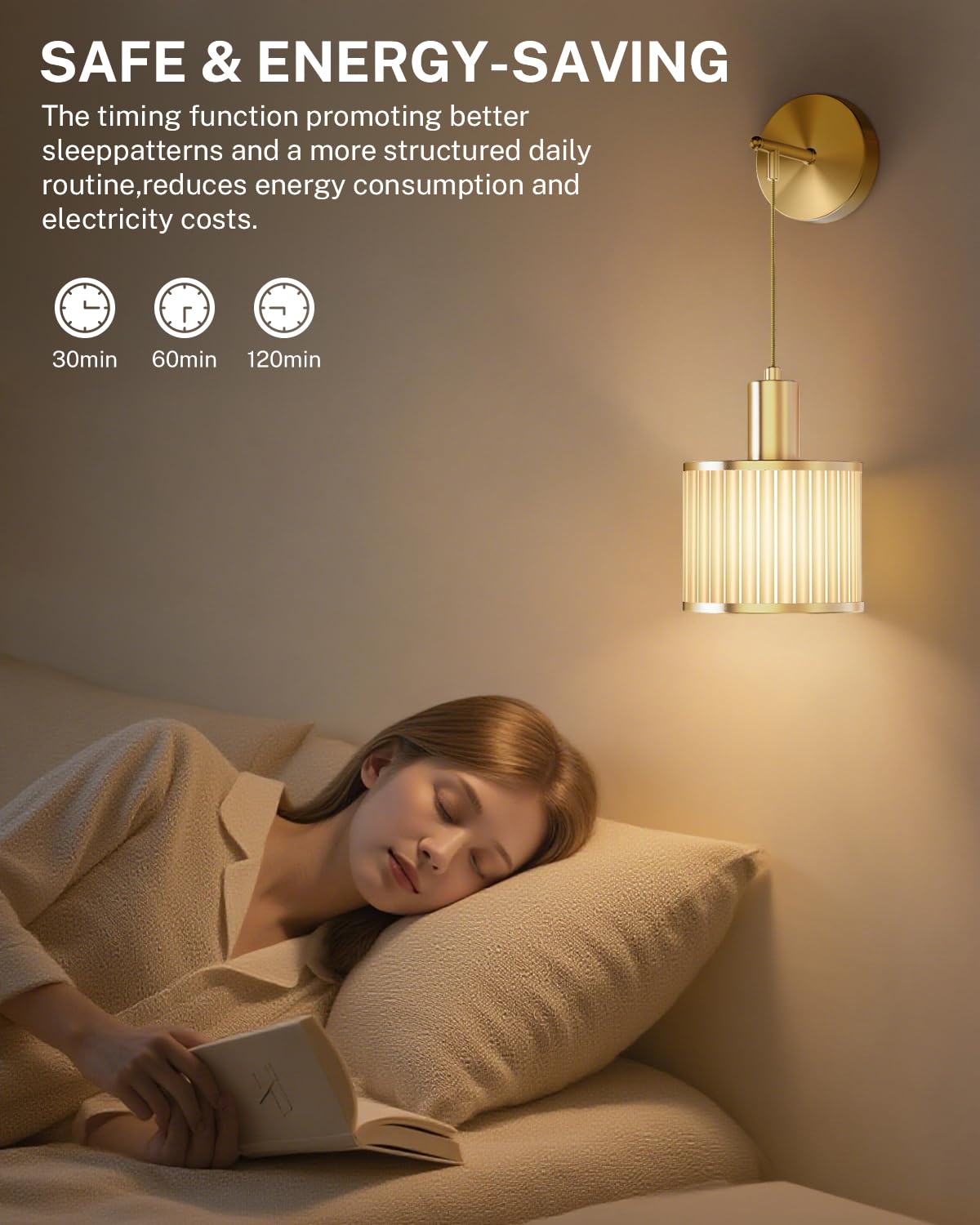 SAIMAND USB-C rechargeable wall sconce with long-lasting brightness