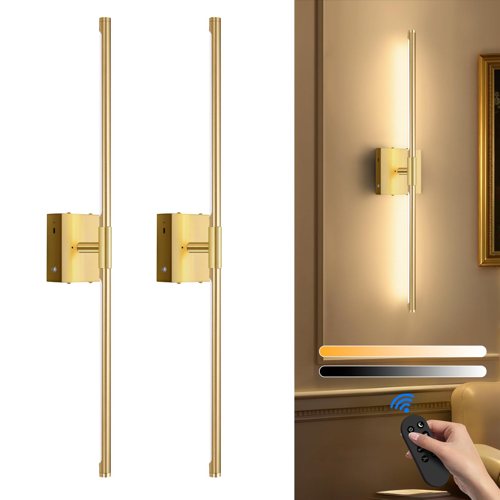SAIMAND wall sconces 2-pack front view for modern hallway lighting.
