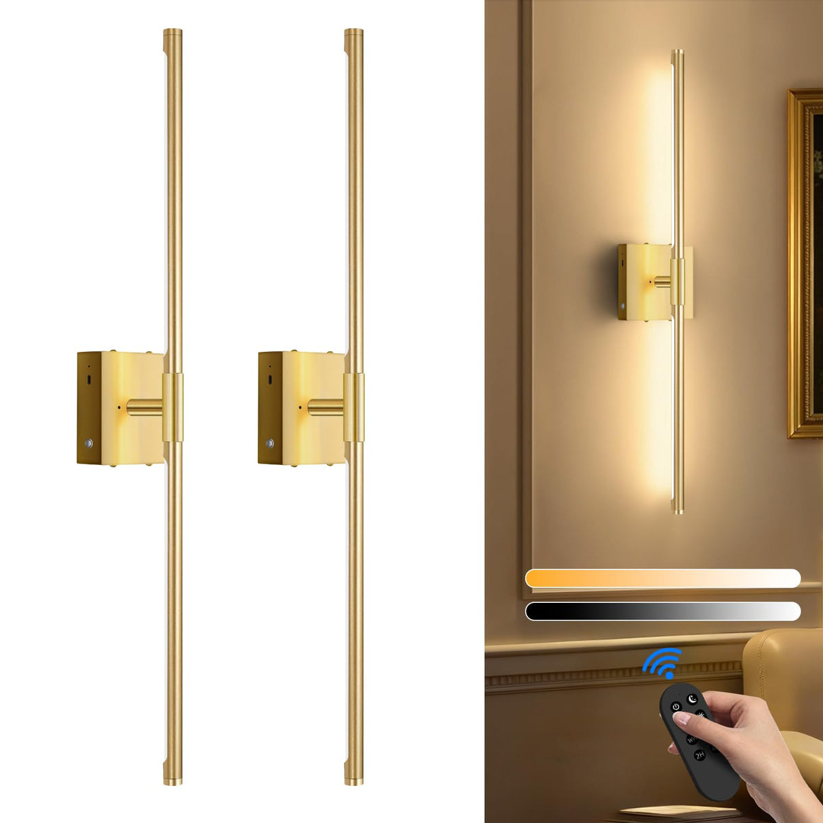 SAIMAND wall sconces 2-pack front view for modern hallway lighting.