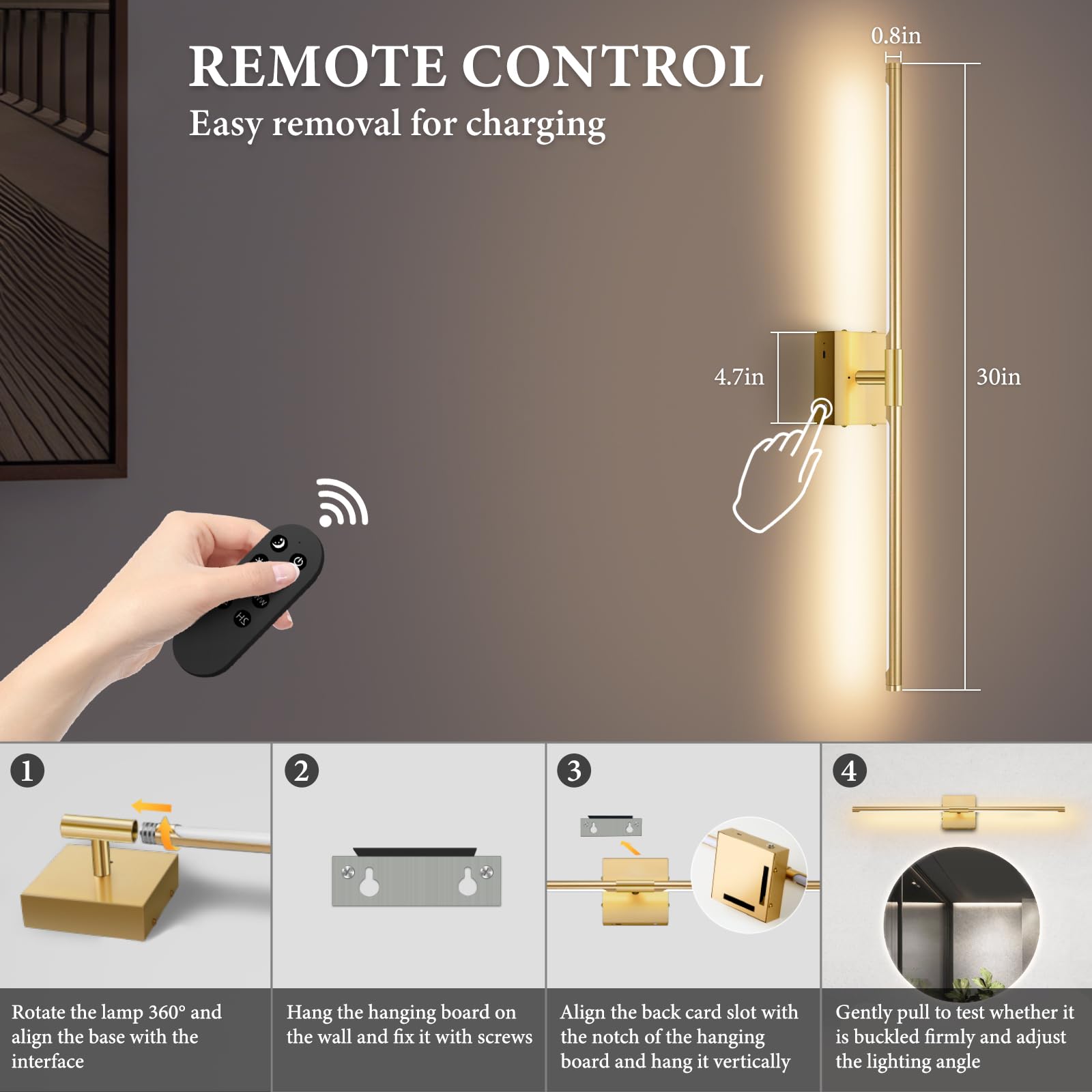 SAIMAND wall sconce 3-color dimmable LED temperature options.