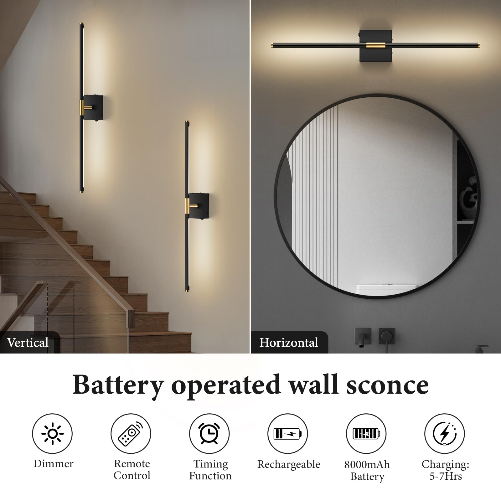 SAIMAND dimmable LED wall sconce with flicker-free light for reading comfort.