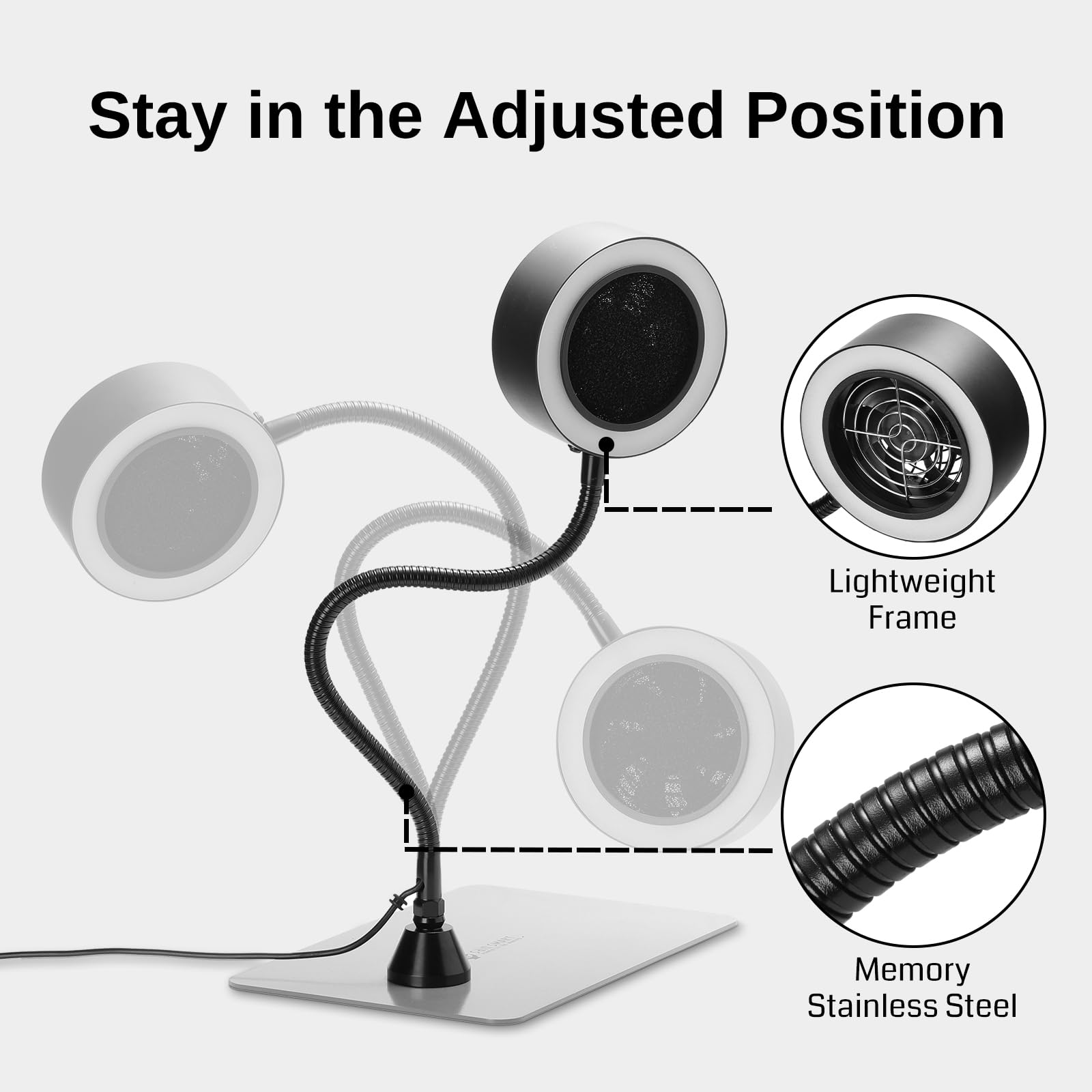 400 mm memory stainless steel gooseneck stays positioned while soldering