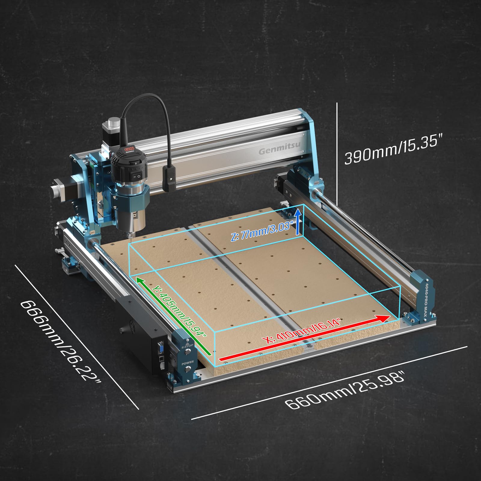 SainSmart Genmitsu 4040-PRO MAX linear rail movement ensures smooth cuts.