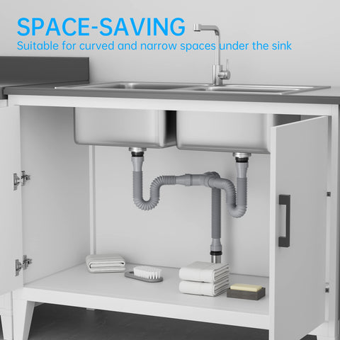 SAINT NIEVE expandable P-Trap adapts from 9 to 20 inches for tight under-sink spaces.