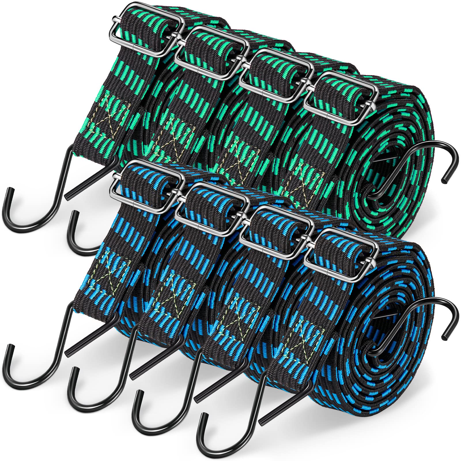 Saintrygo 8-pack bungee cords ready for luggage and travel organization.