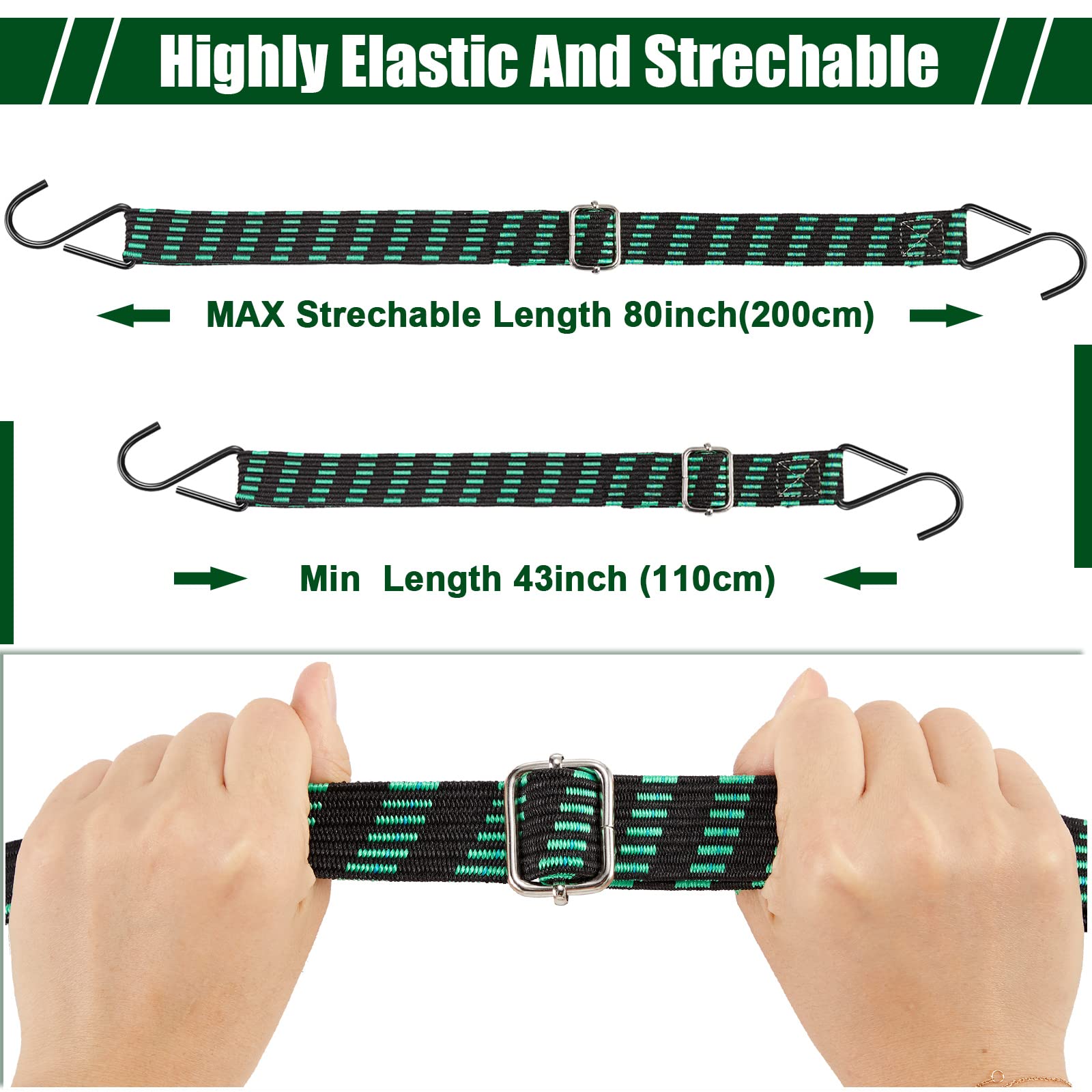 Saintrygo flat bungee cords with durable hooks for secure ties.