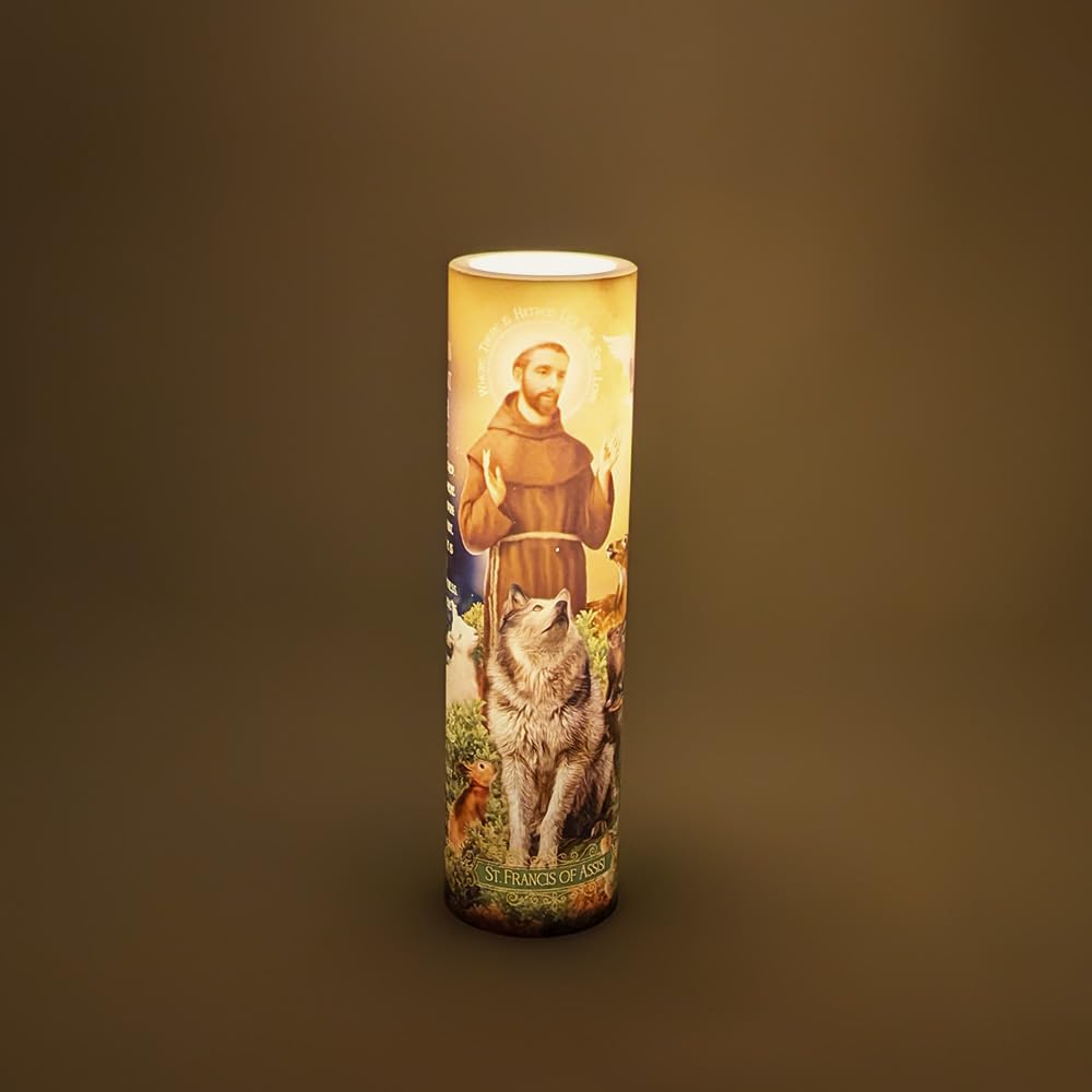 THE SAINTS COLLECTION St Francis LED candle ambient light in room