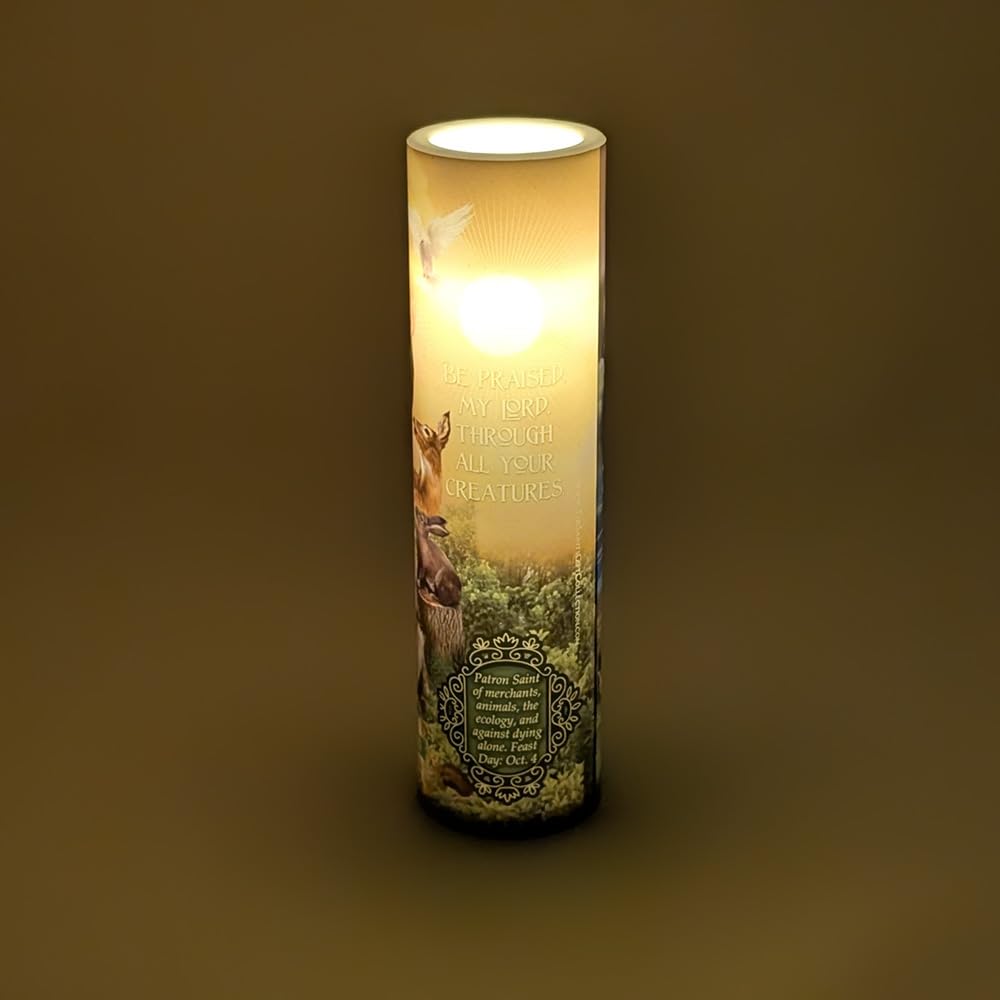 THE SAINTS COLLECTION St Francis flameless candle in a hospital room setting