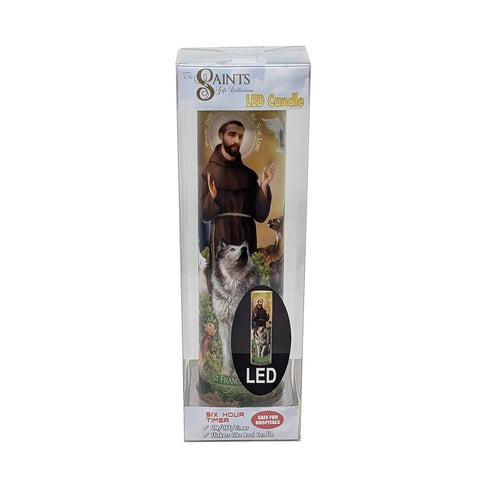 THE SAINTS COLLECTION St Francis LED candle timer feature for daily use