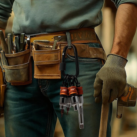 Saipe carabiner enables easy transport and quick access on site.