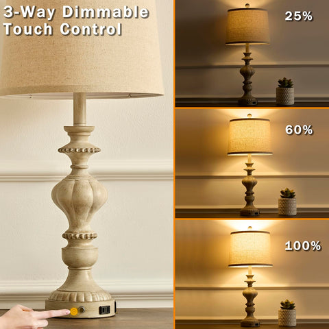 SAIWEYA pair side view showing vintage linen shade for bedroom ambiance