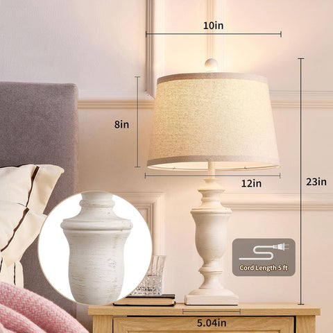 SAIWEYA bedside lamps set-2 on table illustrates balanced vintage charm.