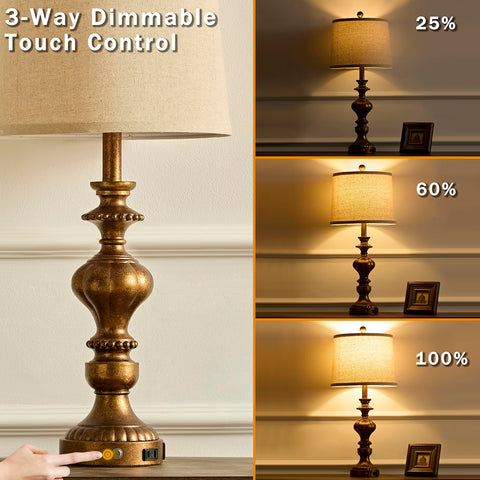 SAIWEYA bedside lamps with USB C port and AC outlet for convenient charging