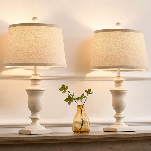 SAIWEYA farmhouse table lamp base close-up showcases sturdy craft and elegant lines.