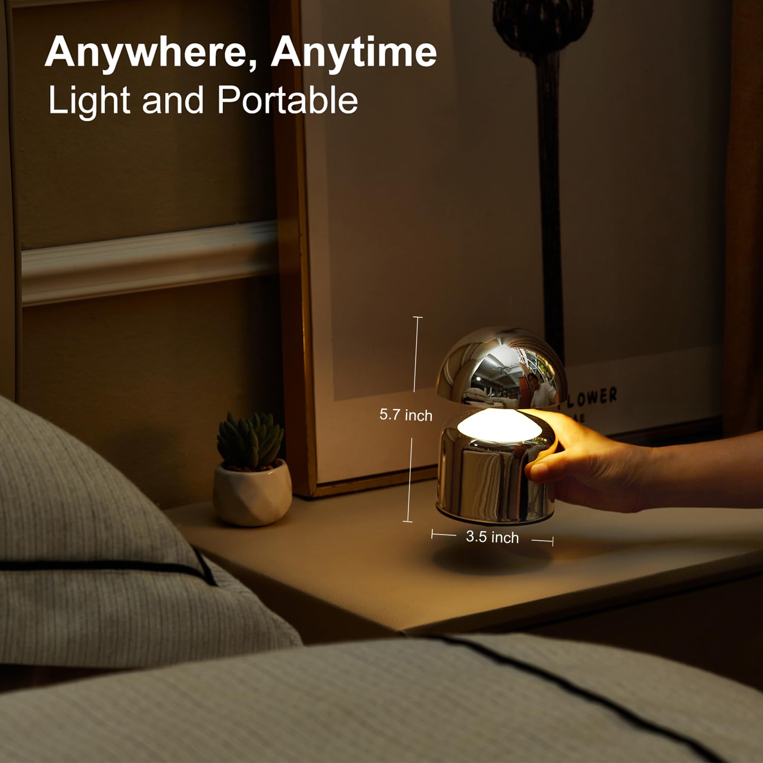 SAIWEYA mushroom lamp touch-dimmer detail for 3-way brightness