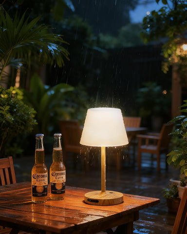 SAIWEYA sturdy base keeps the lamp stable outdoors.