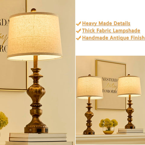 SAIWEYA vintage mid-century linen shade lamps add elegant decor