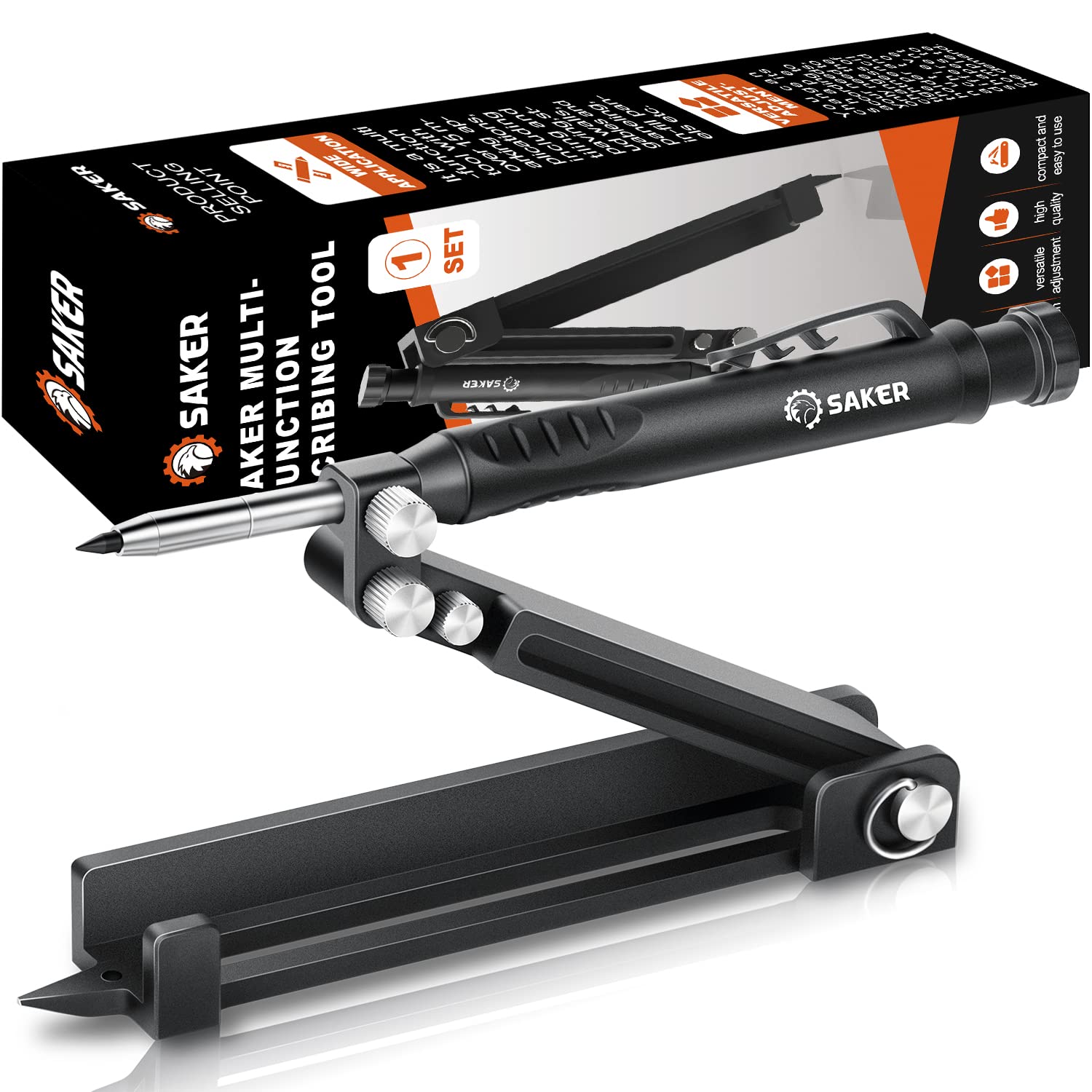 Saker multi-function scribing tool shows adjustable shape for precise lines