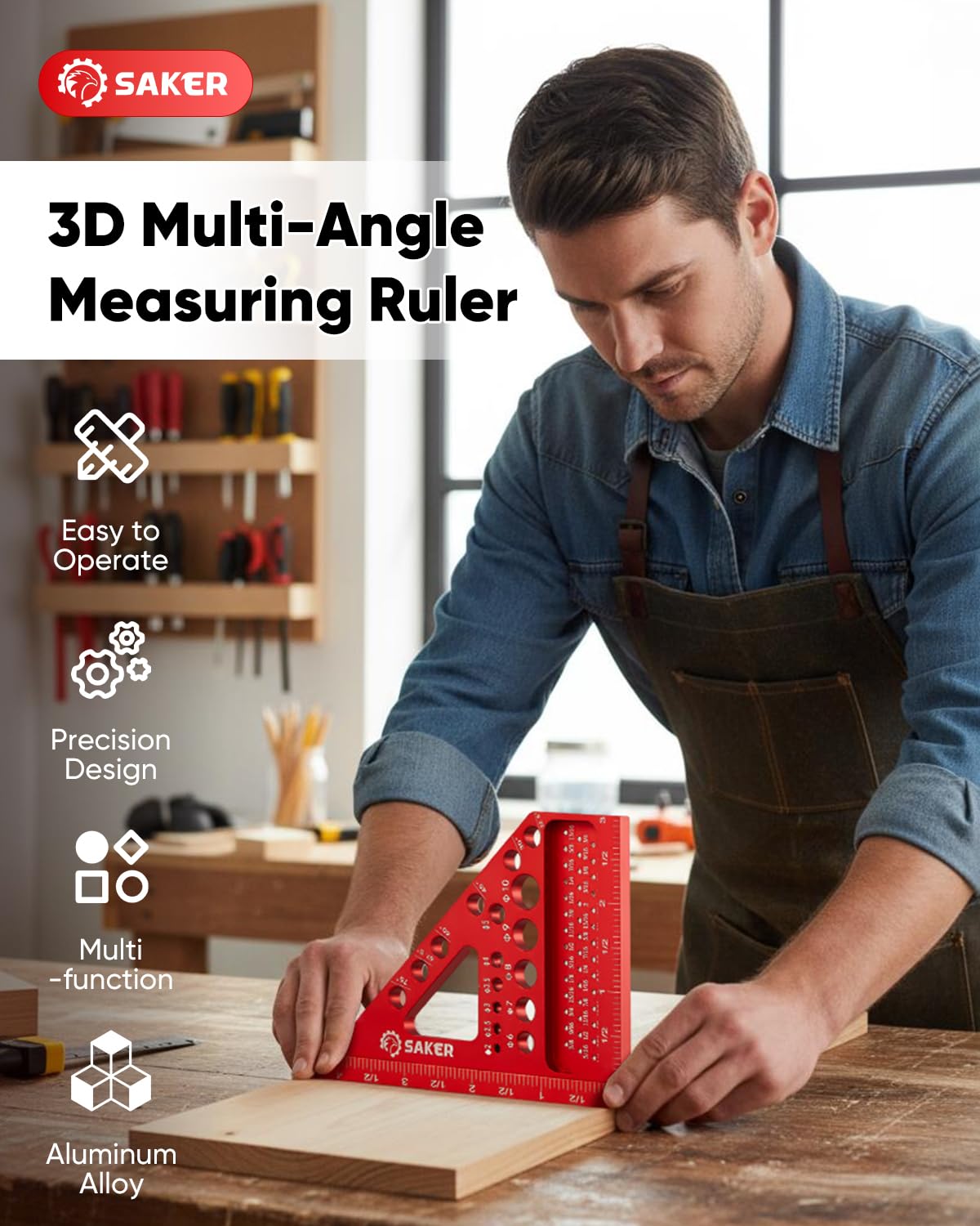 Saker 3D Square side view demonstrates compact 4.4-inch design for easy transport