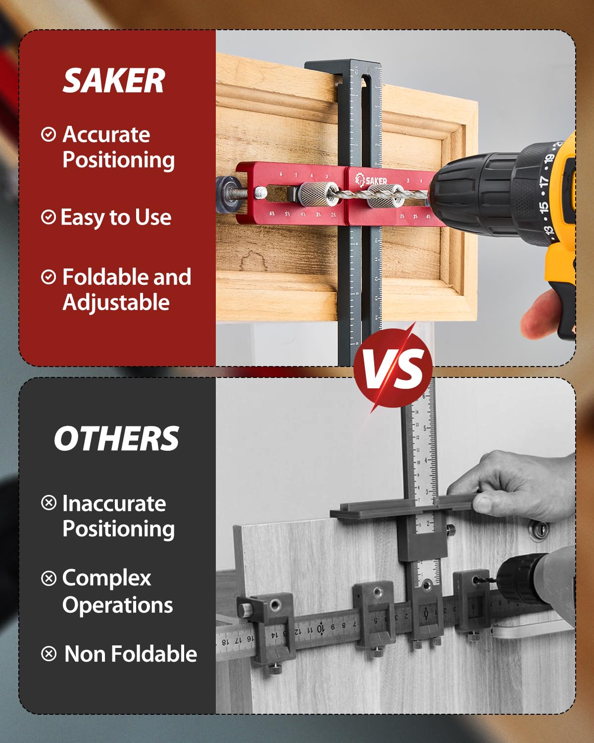 Saker adjustable hole spacing up to 5 inches with 4 mm holes.