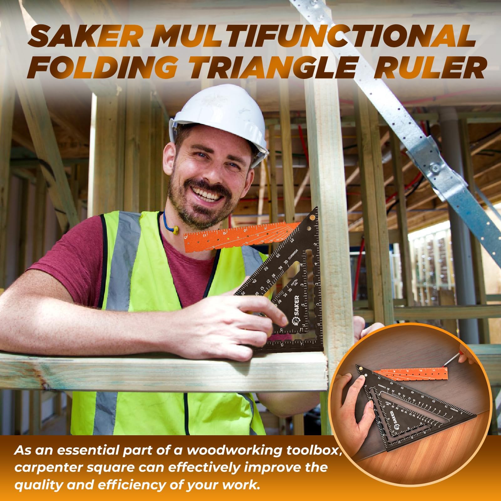Saker carpenrer square tool reliable for office and field use.