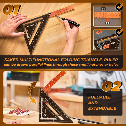 Saker carpenrer square tool multi-purpose ruler for precise layouts.