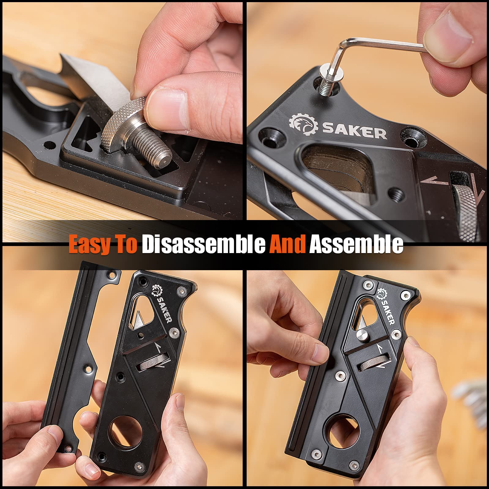 Saker Chamfer Plane easy disassembly simplifies blade changes and maintenance.