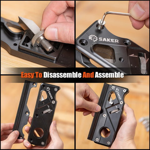 Saker Chamfer Plane easy disassembly simplifies blade changes and maintenance.