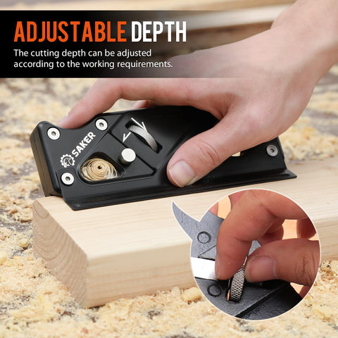 Saker Chamfer Plane ergonomic handle offers comfortable, steady control.