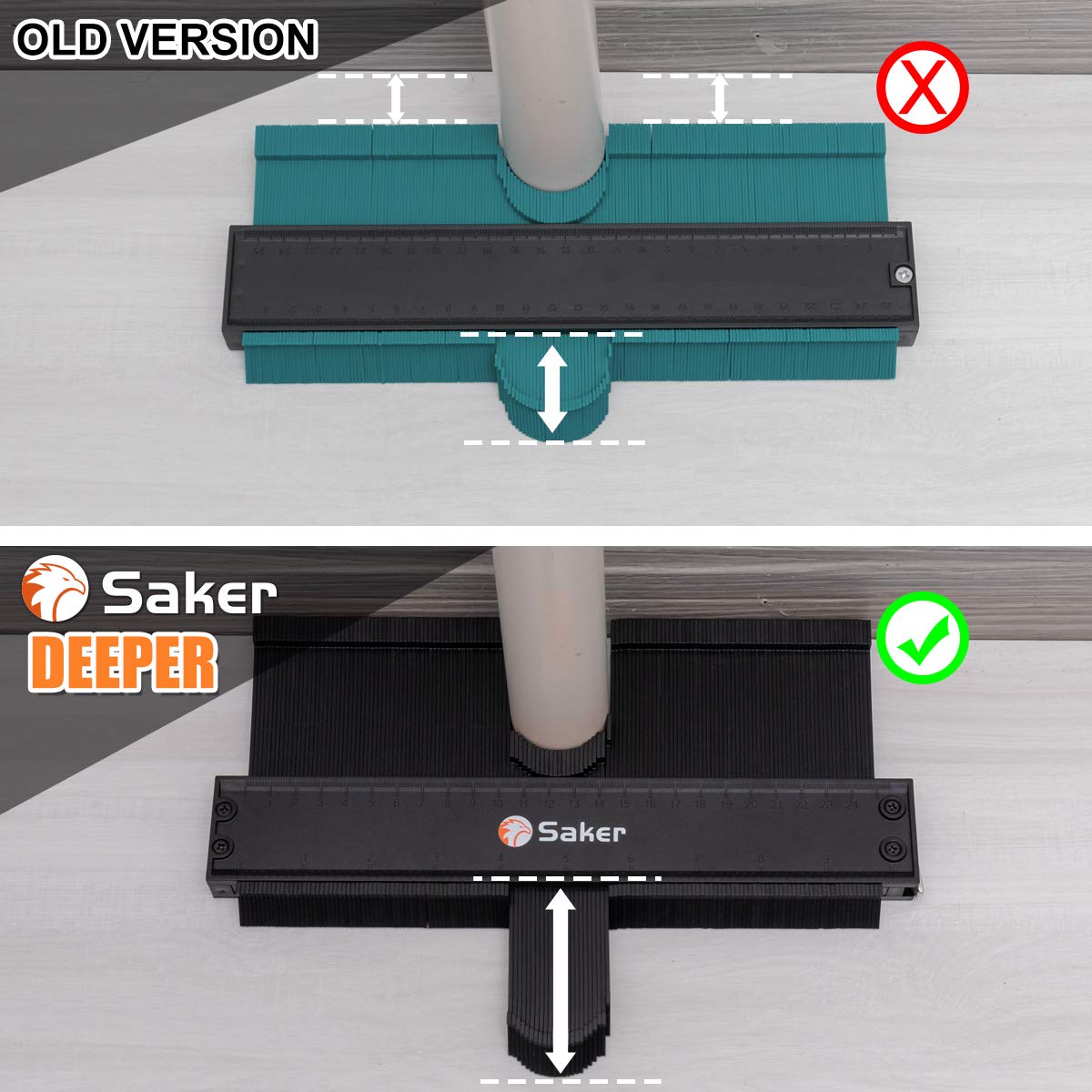 Saker Contour Gauge 10in with locking teeth for repeat contours.