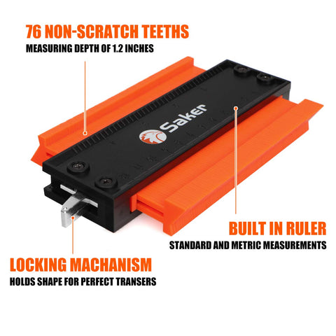 Saker Contour Gauge supports carpentry layouts for custom edge work