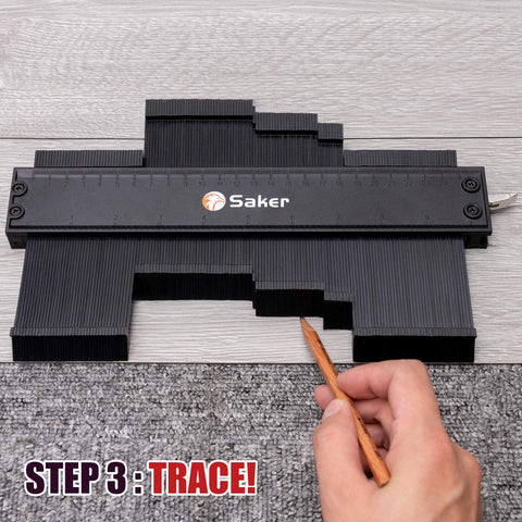 Saker Contour Gauge assists tile and laminate layout.