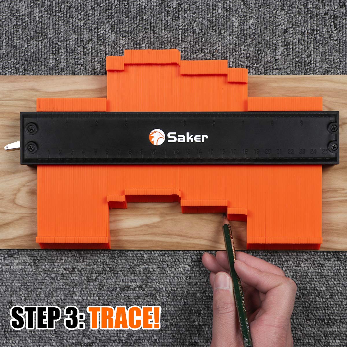Saker Contour Gauge made of ABS plastic offers durability and rust resistance.