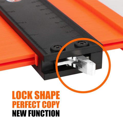 Saker Contour Gauge portable lightweight tool fits tight corners during installation.
