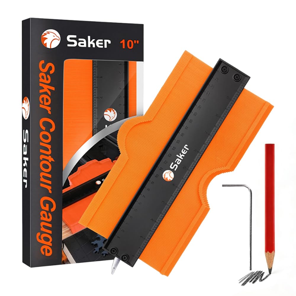 Saker Contour Gauge demonstrates precise shape duplication for irregular profiles in woodworking.