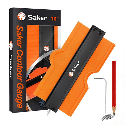 Saker Contour Gauge demonstrates precise shape duplication for irregular profiles in woodworking.