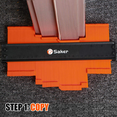 Saker contour gauge teeth lock in place for accurate tracing.