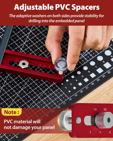 Saker edge-distance adjustment nut enables quick, repeatable layouts.