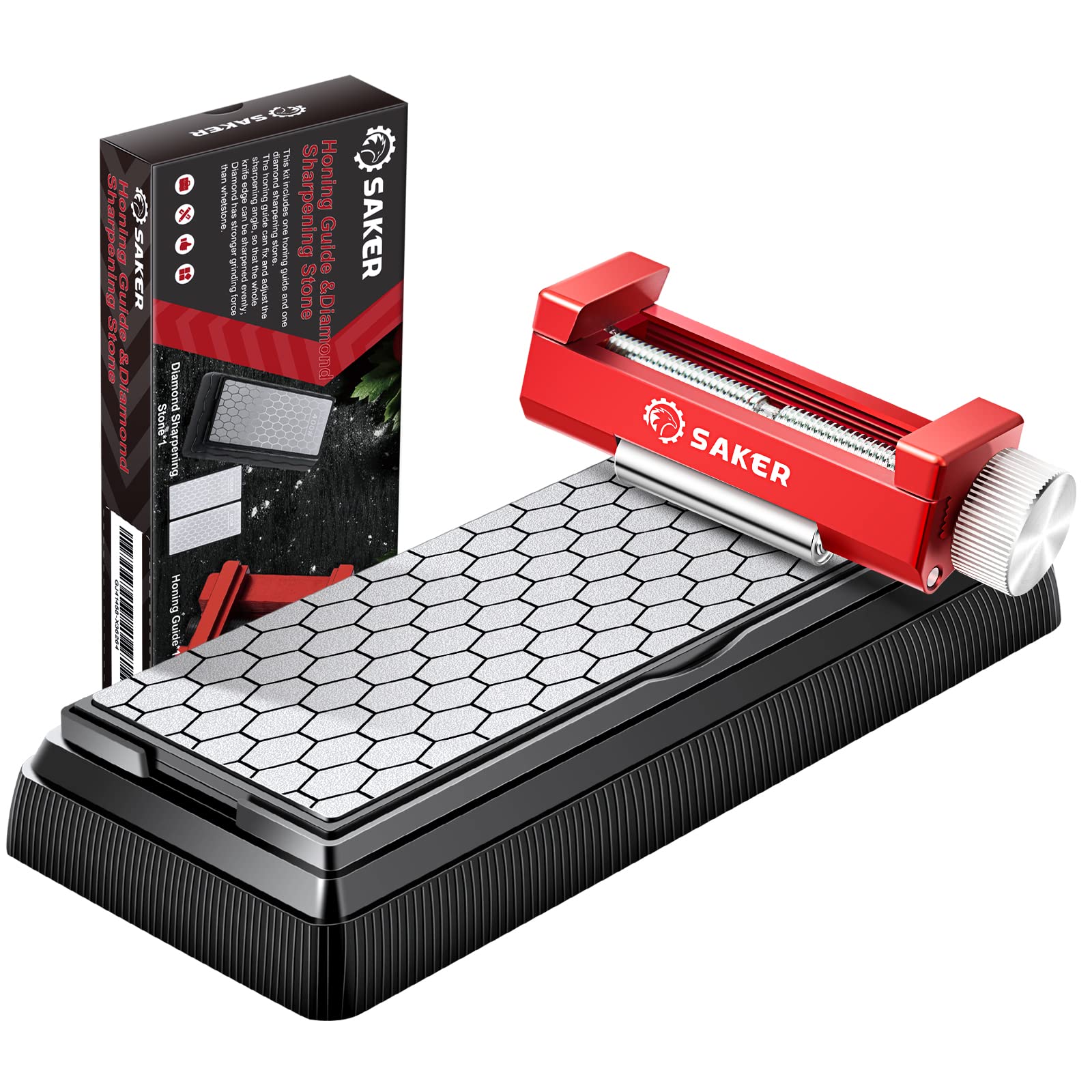 Saker honing guide red angle-tool focus for precise edge alignment on knives and chisels