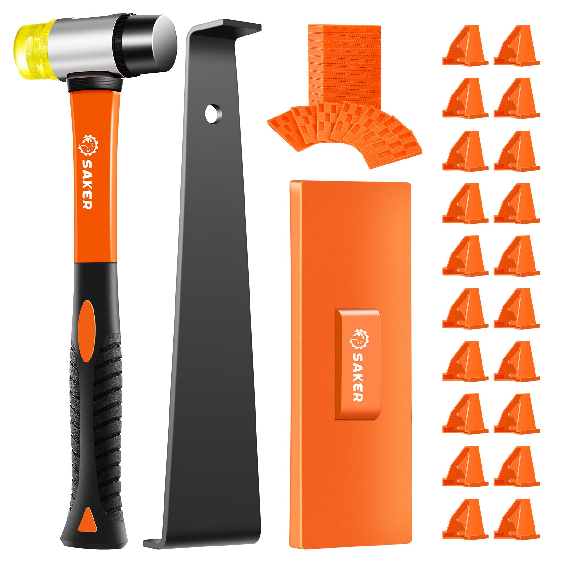 Saker 63-piece laminate toolkit for precise floor installation and tight joints.