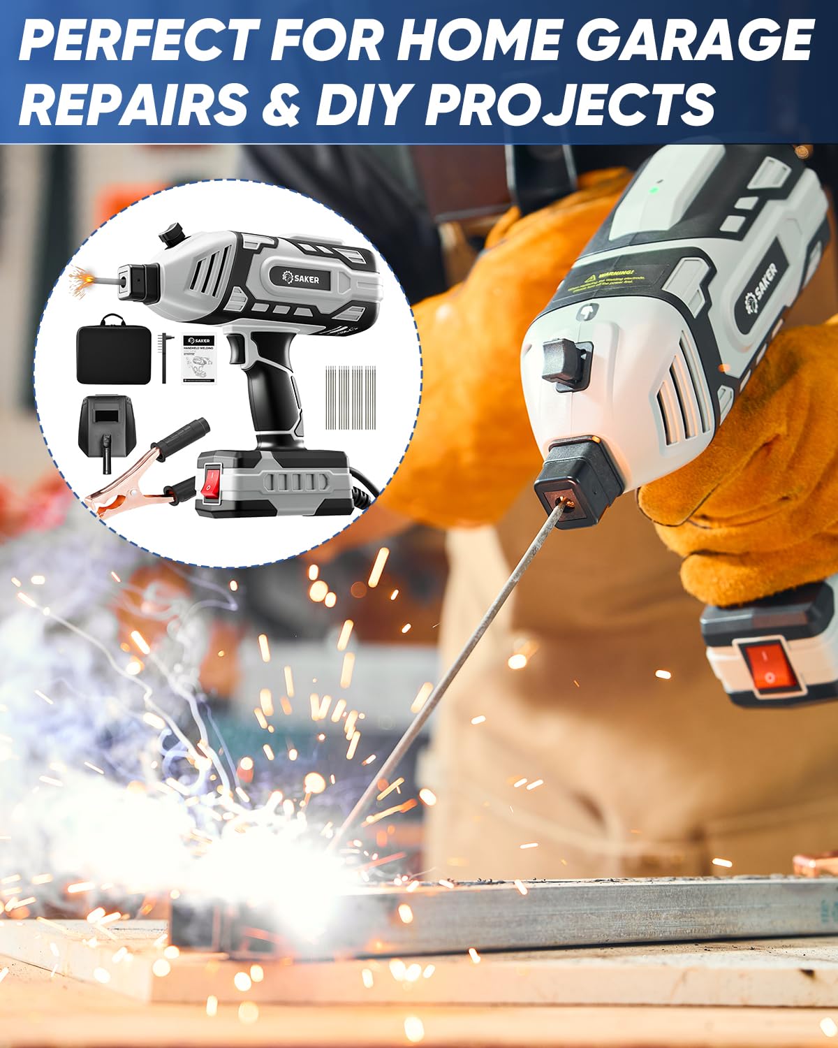 Saker lightweight handheld welding tool for one-handed operation