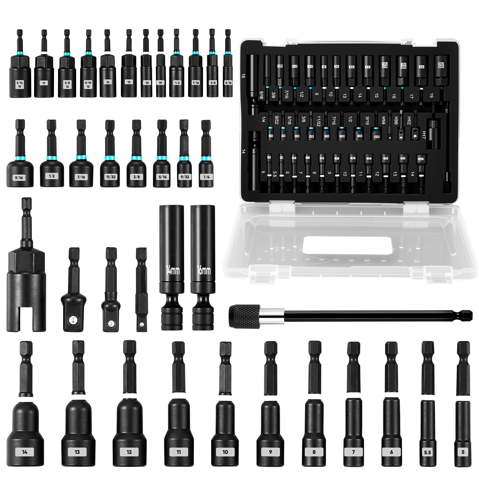 Saker magnetic nut driver set case and sockets for quick, secure fastening.