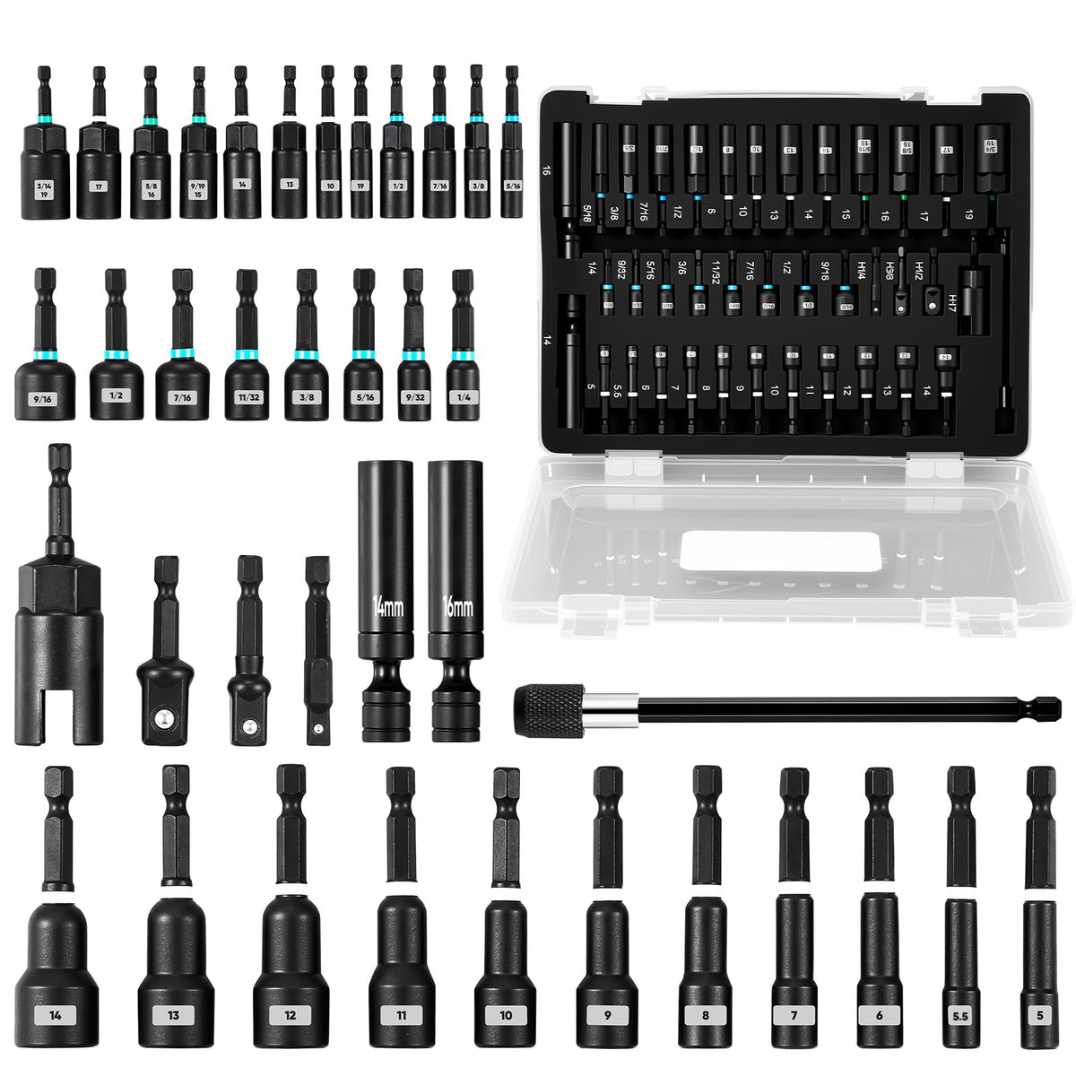 Saker magnetic nut driver set case and sockets for quick, secure fastening.