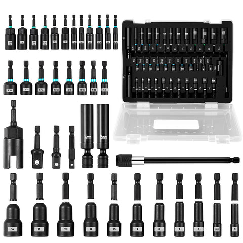 Saker magnetic nut driver set case and sockets for quick, secure fastening.