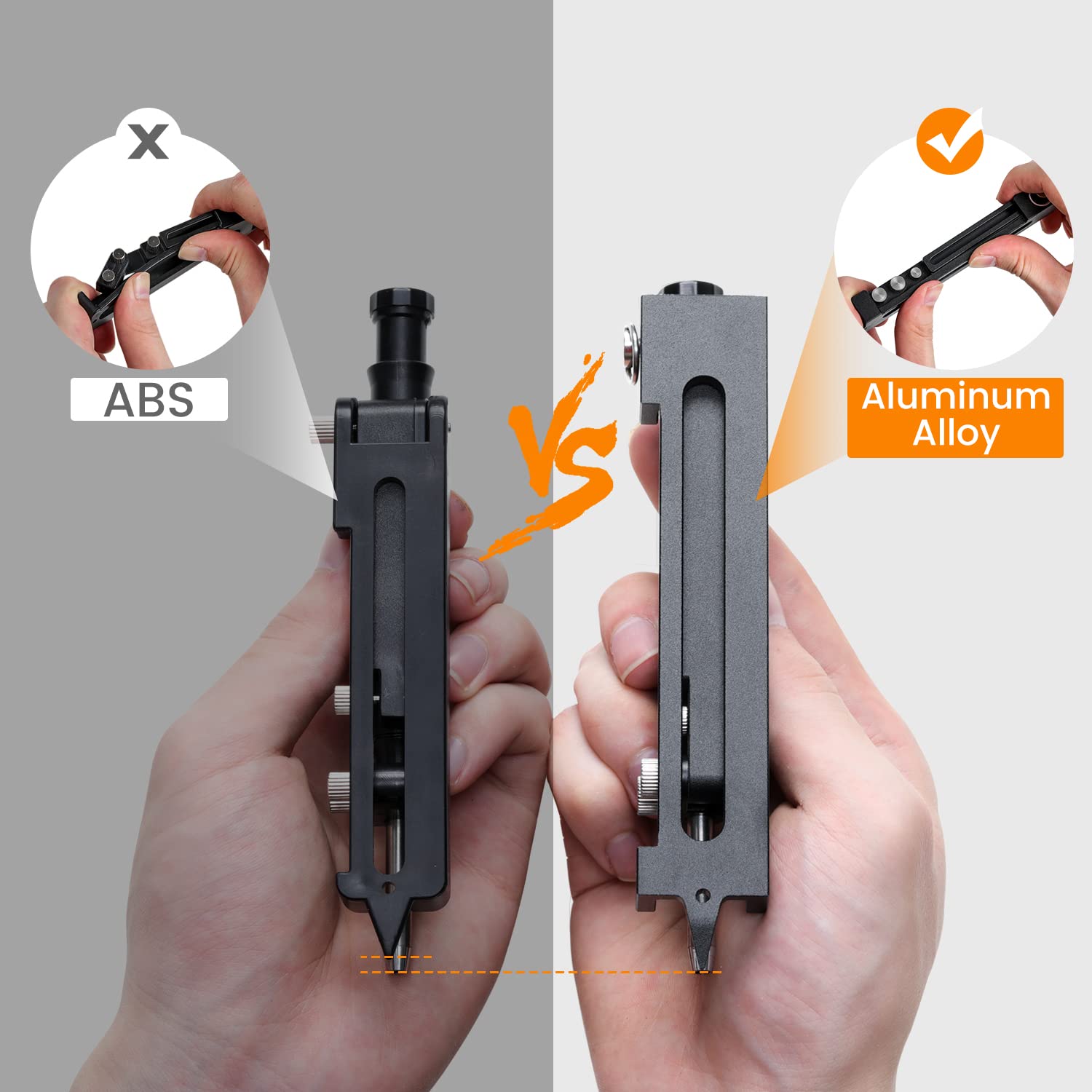 Adjustable arc shape on the Saker tool enables accurate line layouts.