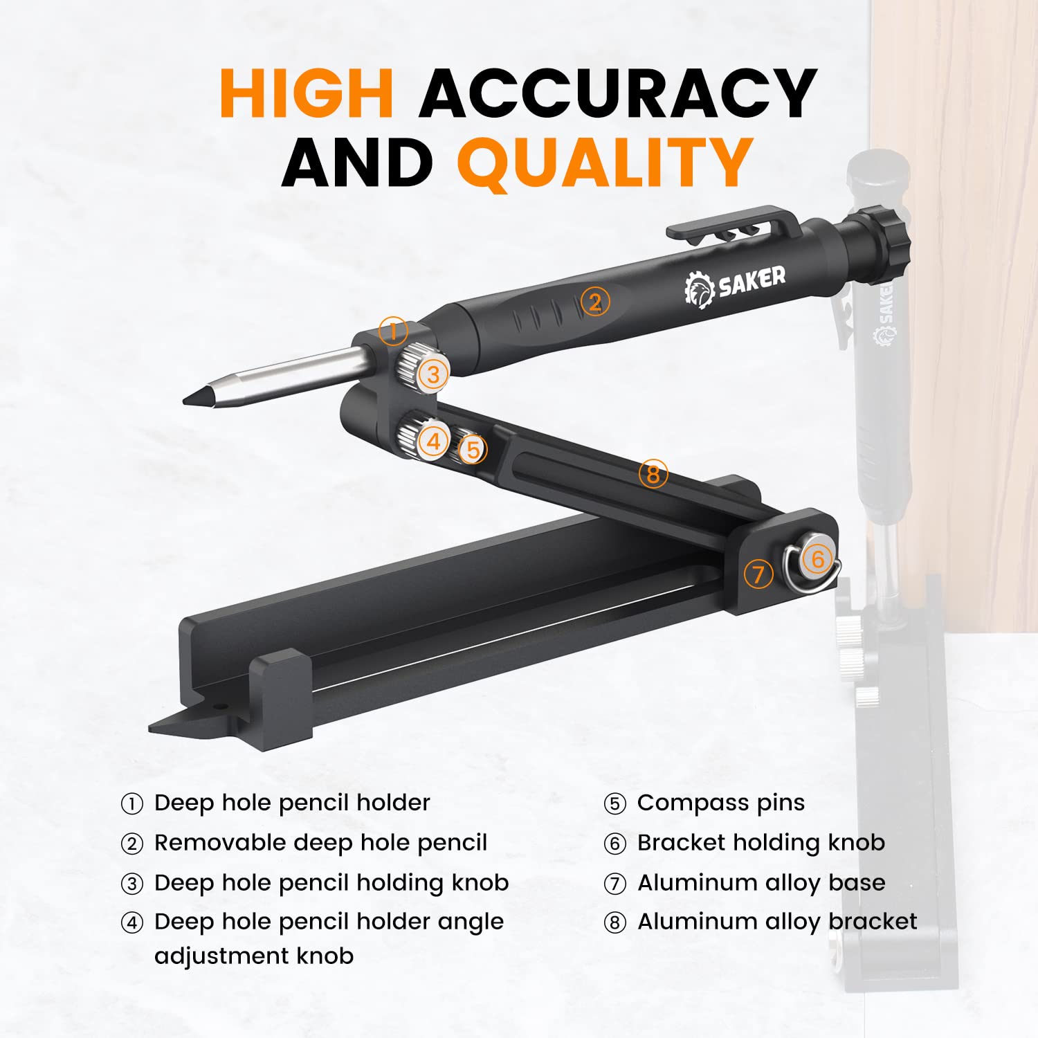 Visible scale on the Saker scribing tool ensures clear guidance.