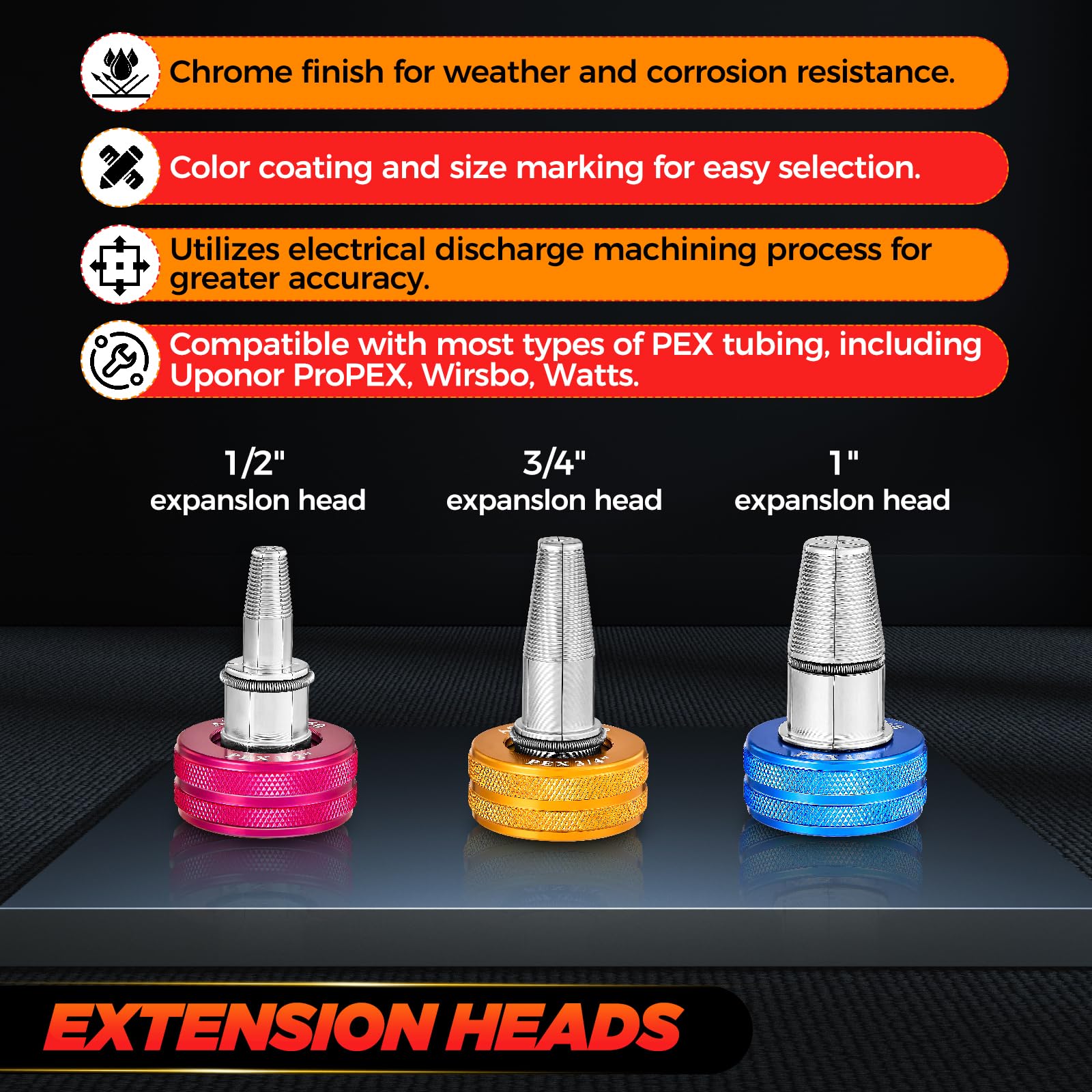 Saker PEX expansion tool with 1-inch head for larger fittings